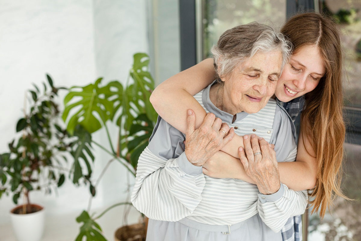 Senior with hearing aids