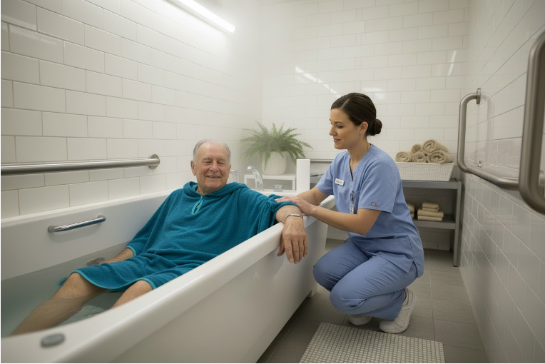 A Better Bathing Experience: How a Terry Cloth Bathing Cape Supports Dignity, Comfort, and Calm