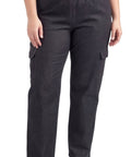 Women's Lightweight Elastic Stretch Waist Casual Denim Pull-on Cargo Pants - Silverts 1