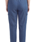 Women's Lightweight Elastic Stretch Waist Casual Denim Pull-on Cargo Pants - Silverts 16
