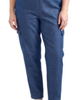 Women's Lightweight Elastic Stretch Waist Casual Denim Pull-on Cargo Pants - Silverts 14