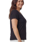 Women's V-neck Short Sleeve Tshirt with A Three Button Placket - Silverts 3