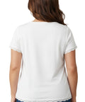 Women's V-neck Short Sleeve Tshirt with A Three Button Placket - Silverts 14