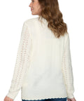 Women's Button Front Crochet Pointelle Cardigan with Pockets - Silverts 2