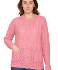 Women's Button Front Crochet Pointelle Cardigan with Pockets - Silverts 13