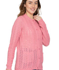 Women's Button Front Crochet Pointelle Cardigan with Pockets - Silverts 15