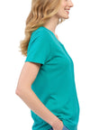 Women's Short Sleeve Cotton Knit T-shirt in Pintuck Style - Silverts 8