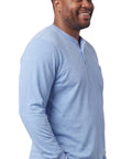 Men's Long Sleeve Henley shirt in cotton blend with 3 Button Placket & Chest Pocket - Silverts 3