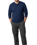 Men's Long Sleeve Henley shirt in cotton blend with 3 Button Placket & Chest Pocket - Silverts 10