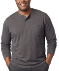 Men's Long Sleeve Henley shirt in cotton blend with 3 Button Placket & Chest Pocket - Silverts 12