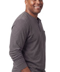 Men's Long Sleeve Henley shirt in cotton blend with 3 Button Placket & Chest Pocket - Silverts 14