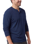 Men's Long Sleeve Henley shirt in cotton blend with 3 Button Placket & Chest Pocket - Silverts 9