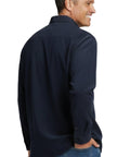 Men's Heathered Fleece Overshirt with Chest Pockets and Tortoise-shell patterned Buttons - Silverts 13