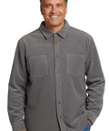 Men's Heathered Fleece Overshirt with Chest Pockets and Tortoise-shell patterned Buttons - Silverts 9