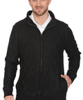 Mens Sherpa Fleece Lined Zip Front Sweater Jacket
