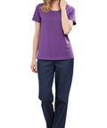 Women's Short Sleeve Cotton Knit T-shirt in Pintuck Style - Silverts 4