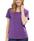 Women's Short Sleeve Cotton Knit T-shirt in Pintuck Style - Silverts 1