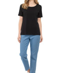 Women's Short Sleeve Cotton Knit T-shirt in Pintuck Style - Silverts 20