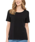 Women's Short Sleeve Cotton Knit T-shirt in Pintuck Style - Silverts 16