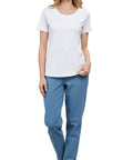 Women's Short Sleeve Cotton Knit T-shirt in Pintuck Style - Silverts 25
