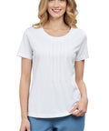Women's Short Sleeve Cotton Knit T-shirt in Pintuck Style - Silverts 22