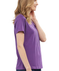 Women's Short Sleeve Cotton Knit T-shirt in Pintuck Style
