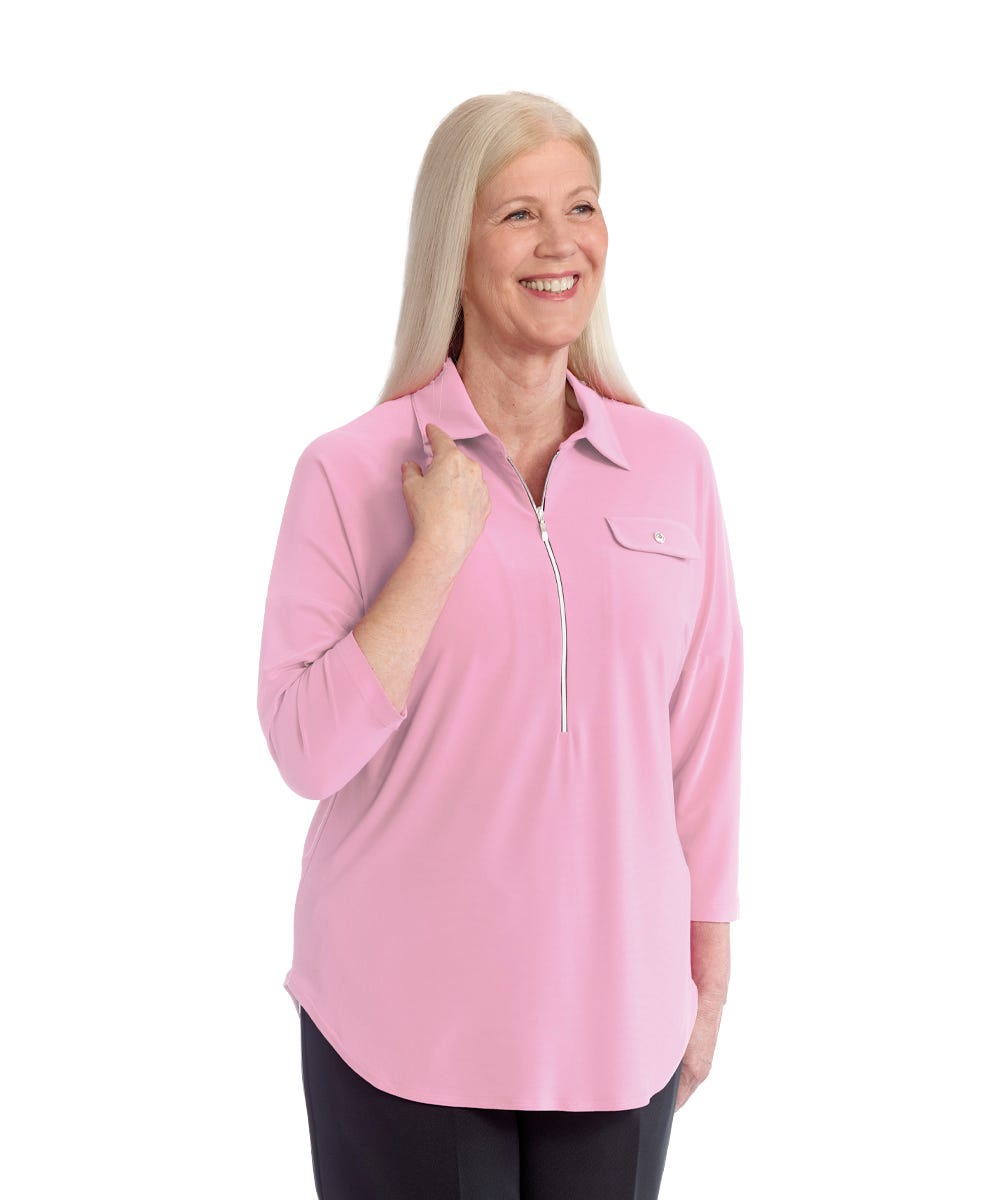 Women's Zip-Front Top for Self-Dressing