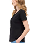 Women's Short Sleeve Cotton Knit T-shirt in Pintuck Style - Silverts 18