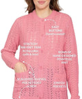 Women's Button Front Crochet Pointelle Cardigan with Pockets
