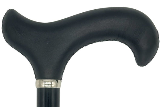 Classy Cane with Black Derby Handle in Italian Leather - Silverts 2