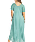 Sakkas Egan Women's Long Embroidered Caftan Dress / Cover Up With Embroidered Cap Sleeves