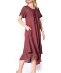 Sakkas Egan Women's Long Embroidered Caftan Dress / Cover Up With Embroidered Cap Sleeves