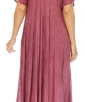 Sakkas Egan Women's Long Embroidered Caftan Dress / Cover Up With Embroidered Cap Sleeves