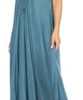 Sakkas Egan Women's Long Embroidered Caftan Dress / Cover Up With Embroidered Cap Sleeves