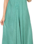 Sakkas Egan Women's Long Embroidered Caftan Dress / Cover Up With Embroidered Cap Sleeves