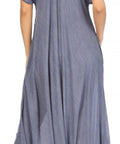 Sakkas Egan Women's Long Embroidered Caftan Dress / Cover Up With Embroidered Cap Sleeves