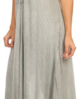 Sakkas Egan Women's Long Embroidered Caftan Dress / Cover Up With Embroidered Cap Sleeves