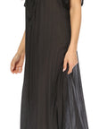 Sakkas Egan Women's Long Embroidered Caftan Dress / Cover Up With Embroidered Cap Sleeves