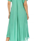 Sakkas Egan Women's Long Embroidered Caftan Dress / Cover Up With Embroidered Cap Sleeves