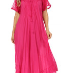 Sakkas Egan Women's Long Embroidered Caftan Dress / Cover Up With Embroidered Cap Sleeves