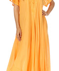 Sakkas Egan Women's Long Embroidered Caftan Dress / Cover Up With Embroidered Cap Sleeves