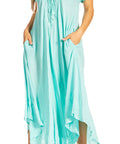 Sakkas Egan Women's Long Embroidered Caftan Dress / Cover Up With Embroidered Cap Sleeves