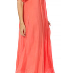 Sakkas Egan Women's Long Embroidered Caftan Dress / Cover Up With Embroidered Cap Sleeves