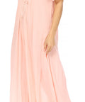 Sakkas Egan Women's Long Embroidered Caftan Dress / Cover Up With Embroidered Cap Sleeves