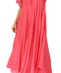 Sakkas Egan Women's Long Embroidered Caftan Dress / Cover Up With Embroidered Cap Sleeves