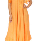 Sakkas Egan Women's Long Embroidered Caftan Dress / Cover Up With Embroidered Cap Sleeves