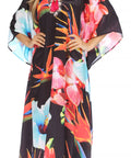 Sakkas Georgettina Flowy Rhinestone V Neck Long Caftan Dress/Cover Up