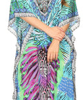 Sakkas Georgettina Flowy Rhinestone V Neck Long Caftan Dress/Cover Up