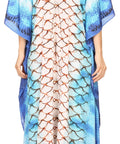 Sakkas Georgettina Flowy Rhinestone V Neck Long Caftan Dress/Cover Up