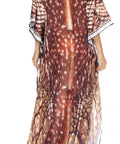 Sakkas Georgettina Flowy Rhinestone V Neck Long Caftan Dress/Cover Up